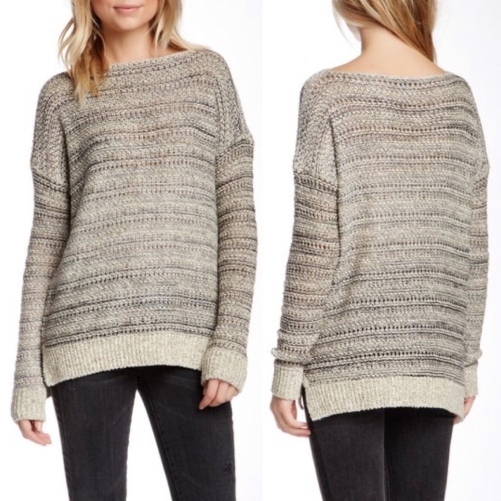 Vince Tan & Gray Marbled Loose Knit Drop Shoulder Long Sleeve Size S